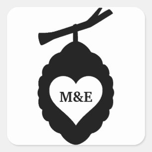 With Heart Organic Beehive Custom Initial Square Sticker