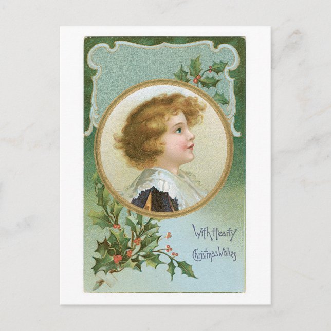 With Hearty Christmas Wishes Holiday Postcard (Front)