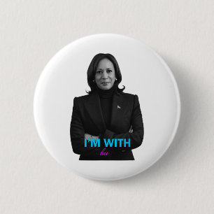 With Her Kamala Vote For 2024 President Kamala-har 2 Inch Round Button