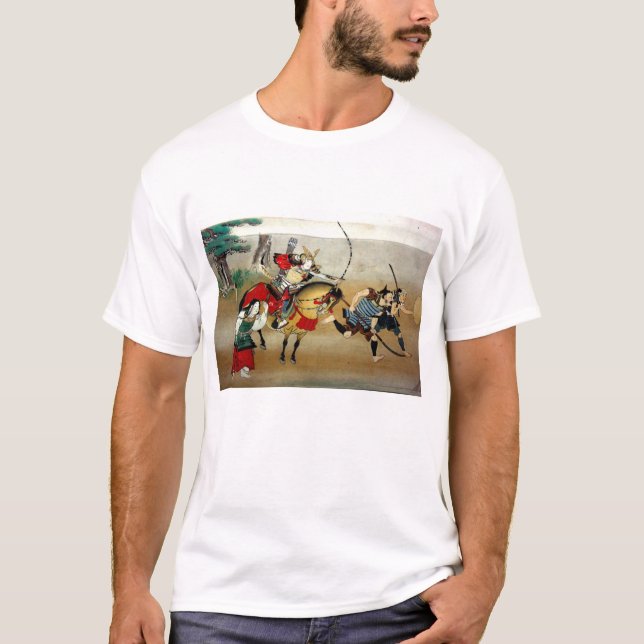 With infantry Samurai attacking on horseback T-Shirt (Front)