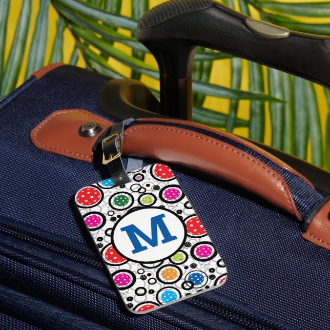 With initial Pattern with Pickleballs  Luggage Tag (Front Insitu 1)