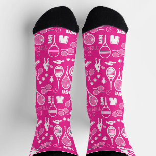 With initial💗🎾pink tennis🎾 pattern socks