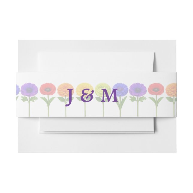 💍With initials Flourish Together Invitation Belly Band (Front Example)