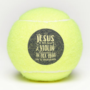 With Jesus In Her Heart A Violin in Her Hand Music Tennis Balls