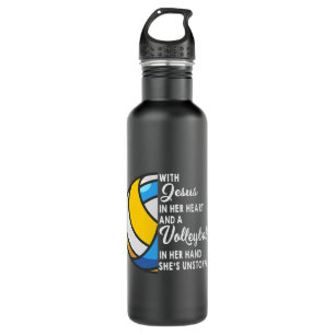 With Jesus In Her Heart A Volleyball In Her Hand U 710 Ml Water Bottle