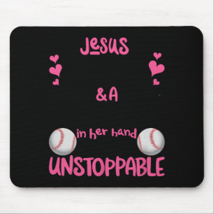 With Jesus In Her Heart And A Softball She Is Unst Mouse Pad