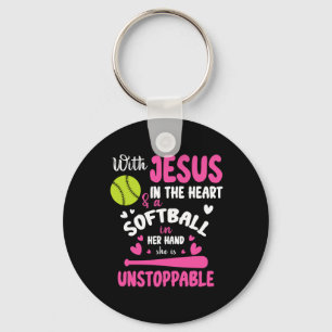 With Jesus In Her Heart Softll Her Hand She Is Uns Keychain