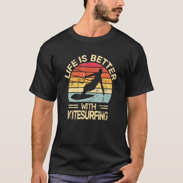 with Kitesurfing retro Kiteboarding Kitesurf T-Shirt (Front)