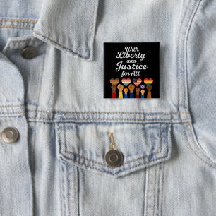 With Liberty and Justice for All Protest Freedom 2 Inch Square Button