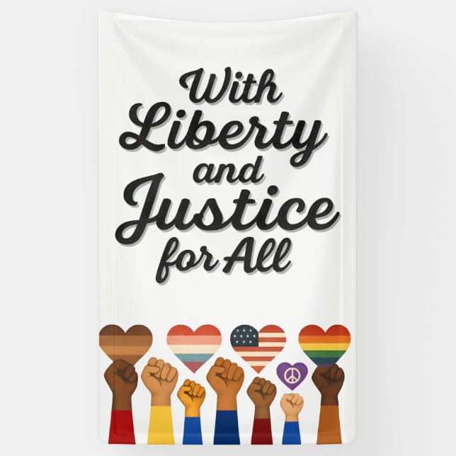 With Liberty and Justice for All Protest Freedom Banner (Vertical)