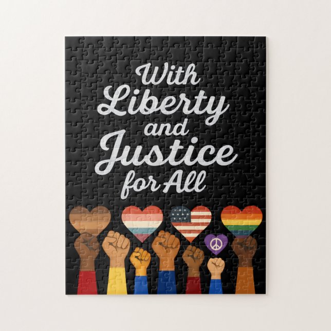With Liberty and Justice for All Protest Freedom Jigsaw Puzzle (Vertical)