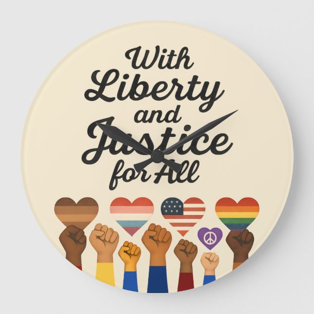 With Liberty and Justice for All Protest Freedom Large Clock (Front)