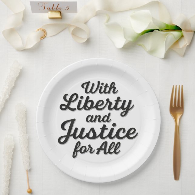 With Liberty and Justice for All Protest Freedom Paper Plate (Wedding)