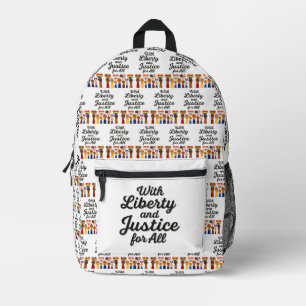 With Liberty and Justice for All Protest Freedom Printed Backpack