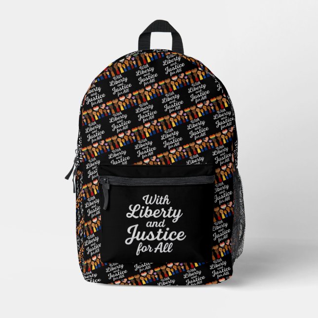 With Liberty and Justice for All Protest Freedom Printed Backpack (Front)