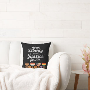 With Liberty and Justice for All Protest Freedom Throw Pillow