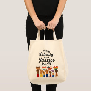 With Liberty and Justice for All Protest Freedom Tote Bag