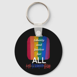 With Liberty And Justice For All!! Sticker Keychain