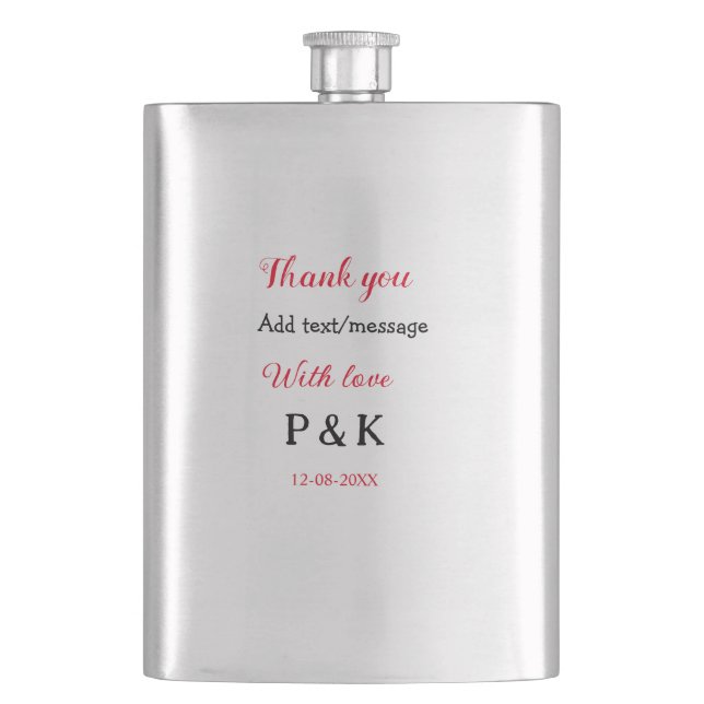 With love add couple name letter thank you add dat hip flask (Front)