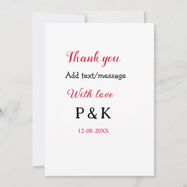 With love add couple name letter thank you add dat invitation (Front)