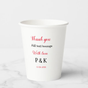 With love add couple name letter thank you add dat paper cups