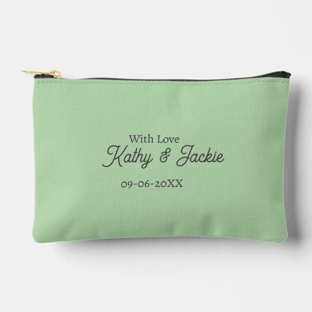 With love add couple name wedding simple minimal  accessory pouch (Front)