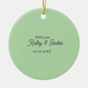 With love add couple name wedding simple minimal ceramic ornament