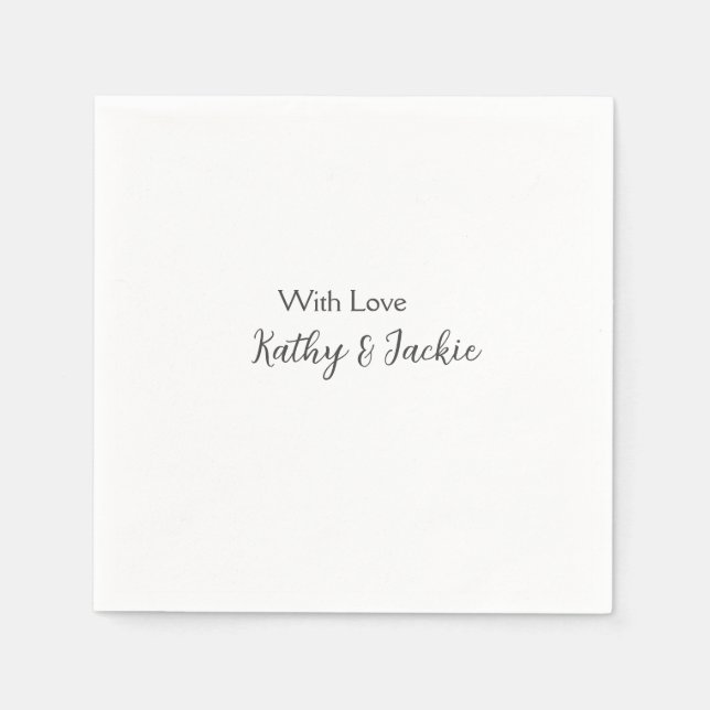 With love add couple name wedding simple minimal  napkin (Front)