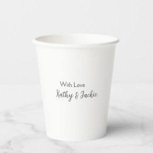 With love add couple name wedding simple minimal paper cups