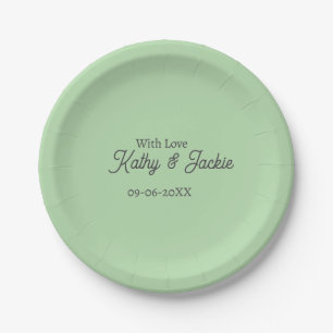 With love add couple name wedding simple minimal  paper plate
