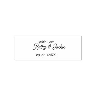 With love add couple name wedding simple minimal self-inking stamp