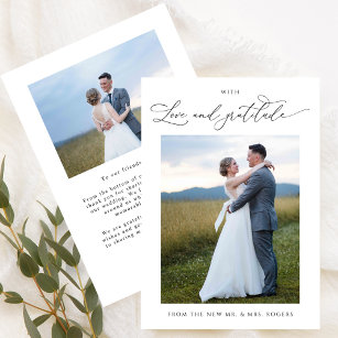 With Love and Gratitude, Chic Photo Wedding Thank You Card
