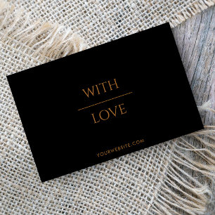 With Love Black & Gold Script Thank you voucher Business Card