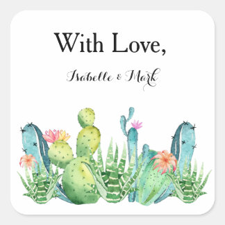 With Love Boho Cactus Invitation Envelope Sticker