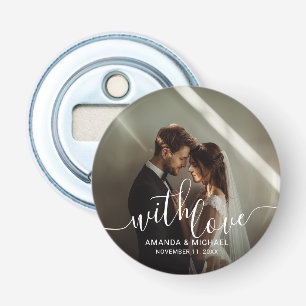'With Love' Custom Photo Wedding Favour Bottle Opener