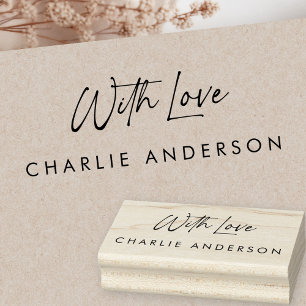 With love elegant script signature rubber stamp