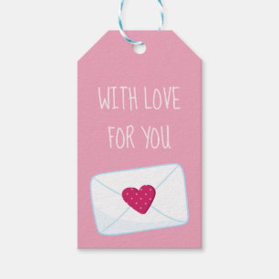 With Love for You valentines day letter heart Gift Tags