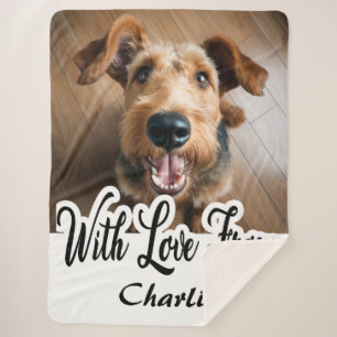 With Love From Airedale Terrier Name Sherpa Blanket