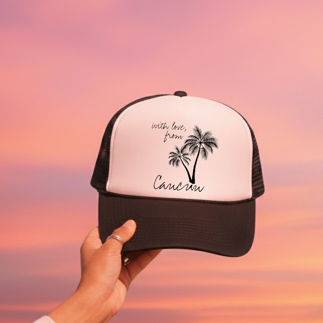 With Love From Destination Wedding Merch Trucker Hat (Ditch the expected wedding favors and gift your wedding guests something they'll actually use!)
