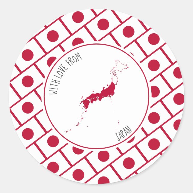 With Love From JAPAN Flag Map Classic Round Sticker (Front)