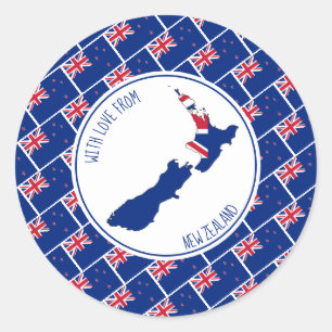 With Love From NEW ZEALAND Flag Map Classic Round Sticker