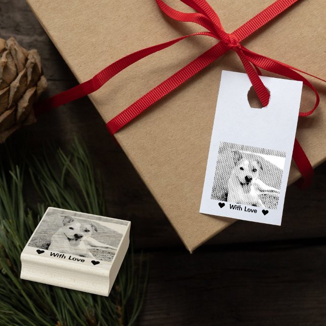 With Love Heart Custom Pet Cat Dog Photo Rubber Stamp (Creator Uploaded)