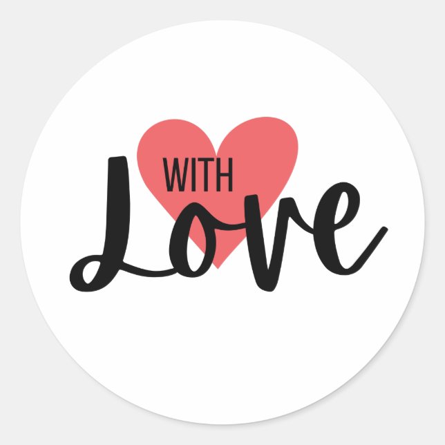 With Love Heart Package Envelope Valentine's Day Classic Round Sticker (Front)