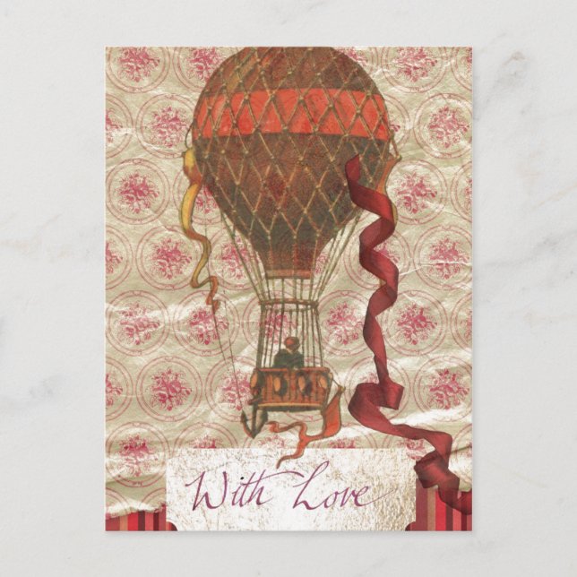 With Love Hot Air Balloon Postcard (Front)