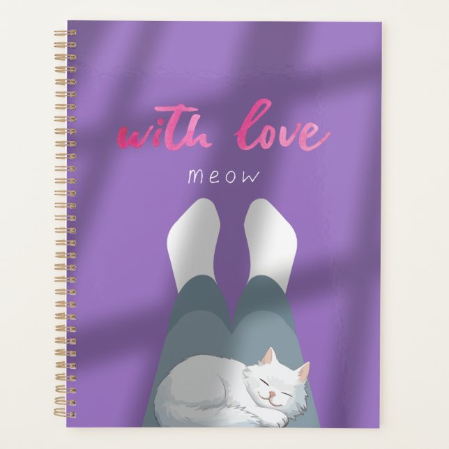 "With Love, Meow" Cozy Cat Notebook Planner (Front)