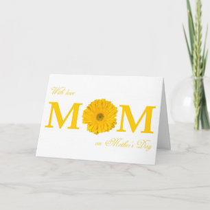 With Love Mom on Mother's Day Gerbera Daisy Flower Card