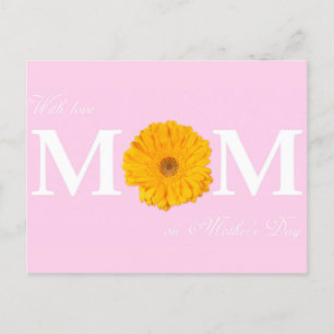 With Love Mom on Mother's Day Gerbera Daisy Flower Postcard