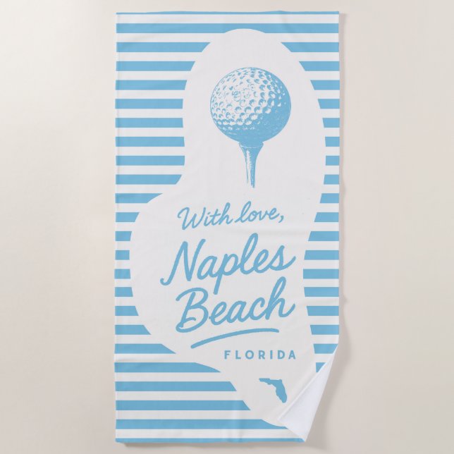 With Love Naples Beach Golf Tee Towel (Front)