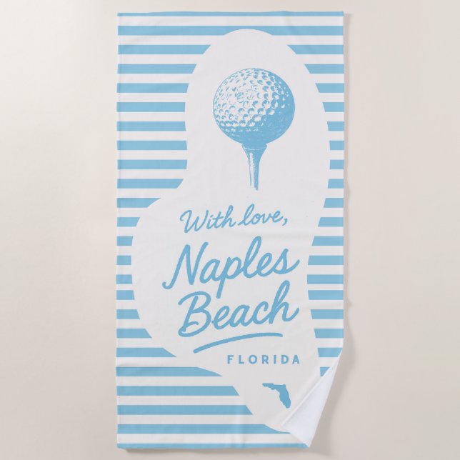 With Love Naples Beach Golf Tee Towel (Front)