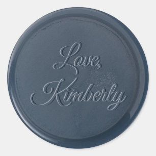 With love Navy Blue Wax Seal Sticker
